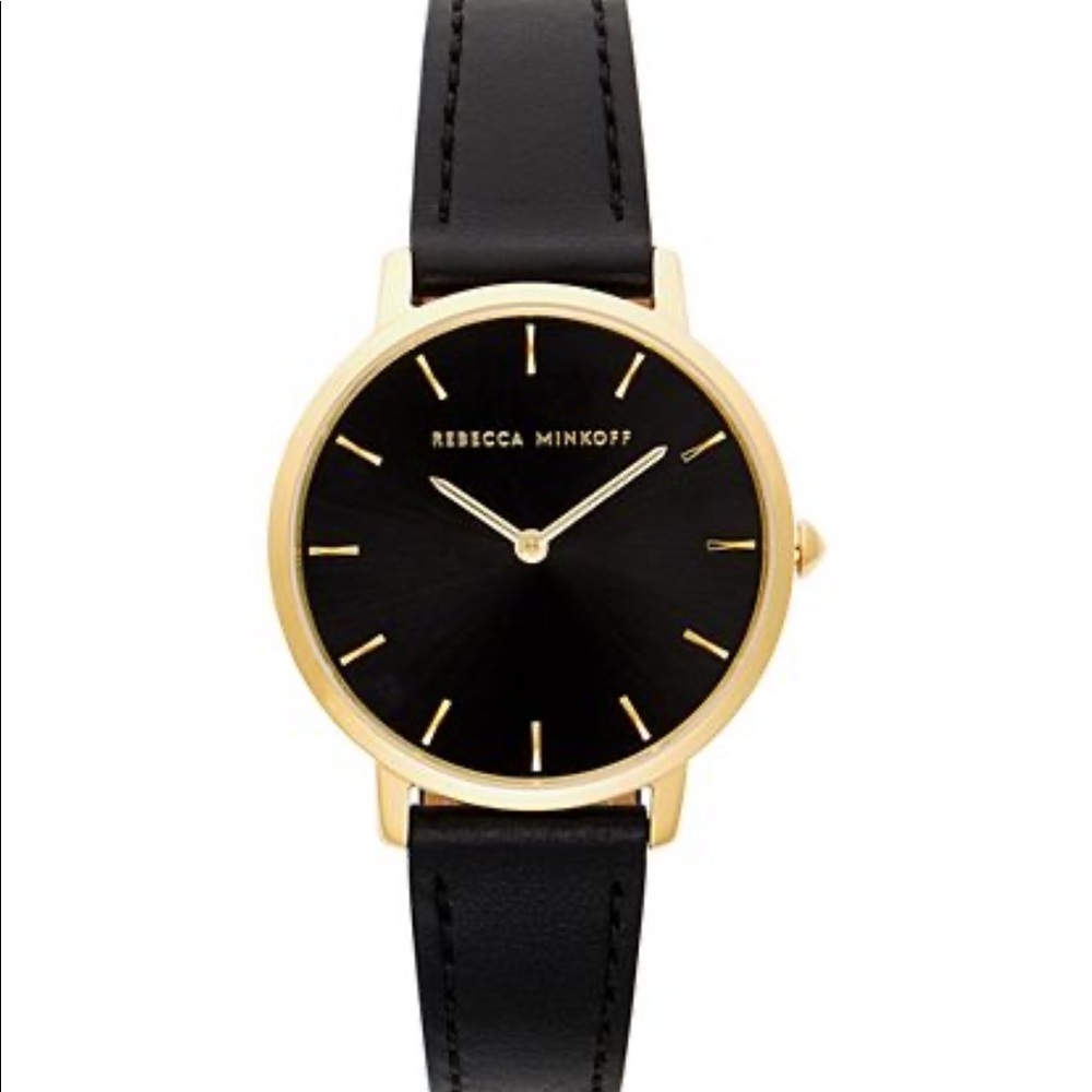 Rebecca Minkoff Major Black Leather Watch 35MM